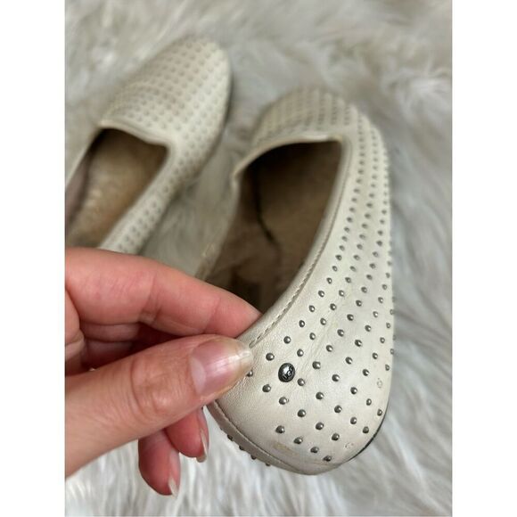 UGG Alloway White Leather Silver Studded Loafer Flats size 6 - Picture 6 of 7